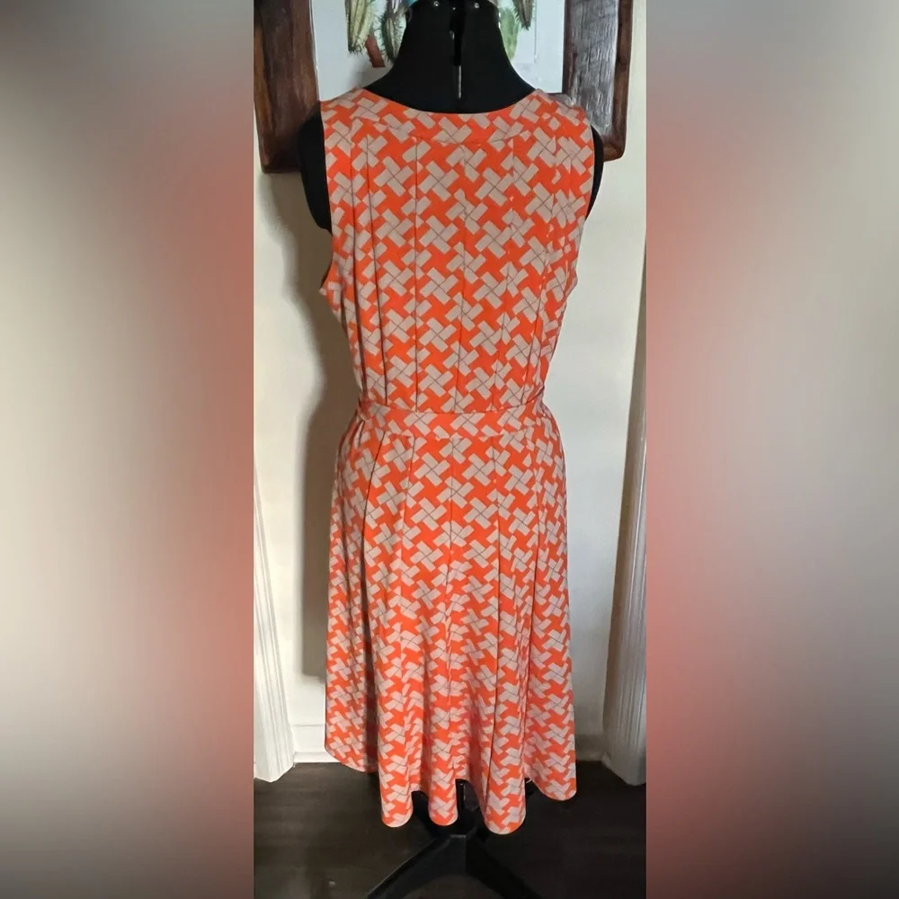 Orange and White Geometric Dress - Picture 3 of 3